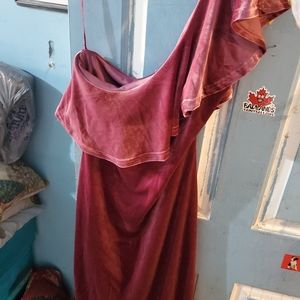 Large one shoulder velvet feeling dress